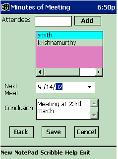 "Meeting Manager" for Pocket PC 2002/2003