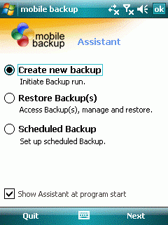 mobile backup for Windows Mobile 2007