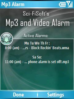 Sci-FiSoft's Mp3 and Video Alarm