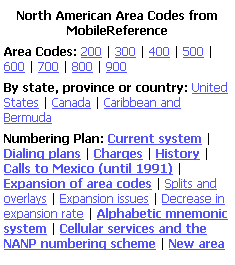 North American Area Codes. FREE 1st half of the book in the trial version.