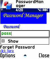 Password Manager for Symbian