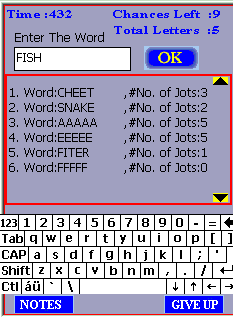 "Pocket Word Jotto" for Pocket PC 2002/2003