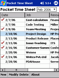 Pocket Time Sheet
