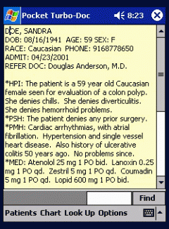 Pocket TurboDoc Electronic Medical Record (ARM, MIPS, SH3 Windows Mobile 2003 ver 4 or higher)