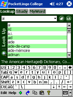 PocketLingo College Dictionary (American Heritage College Dictionary) for Pocket PC