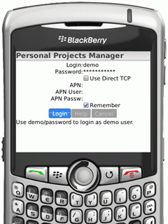 Personal Projects Manager (BlackBerry client)