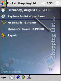 Pocket Shopping List for PPC 2003