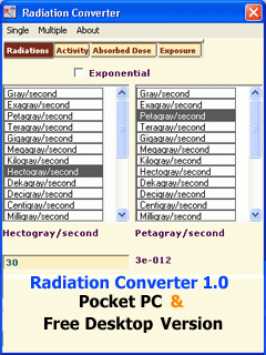 Radiation converter (Pocket PC + Free Desktop) Edition