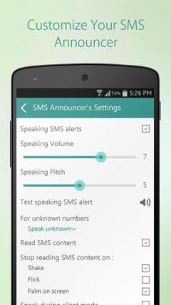 Speaking SMS & Call Announcer
