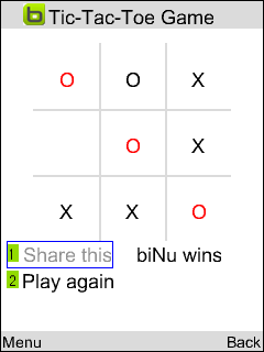 TicTacToe on biNu