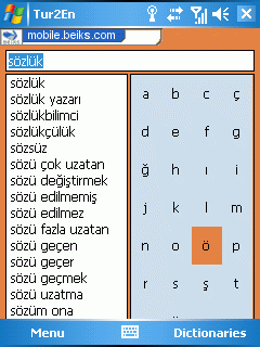 Turkish-English Dictionary for Windows Smartphone