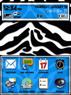 Zebra in Blue Bottom Zen 9500/Storm Theme